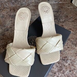 Vince Camuto Cream Woven Mules